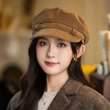 Versatile Retro British Style Beret - Women's Fashionable Octagonal Newsboy Cap for Autumn Winter